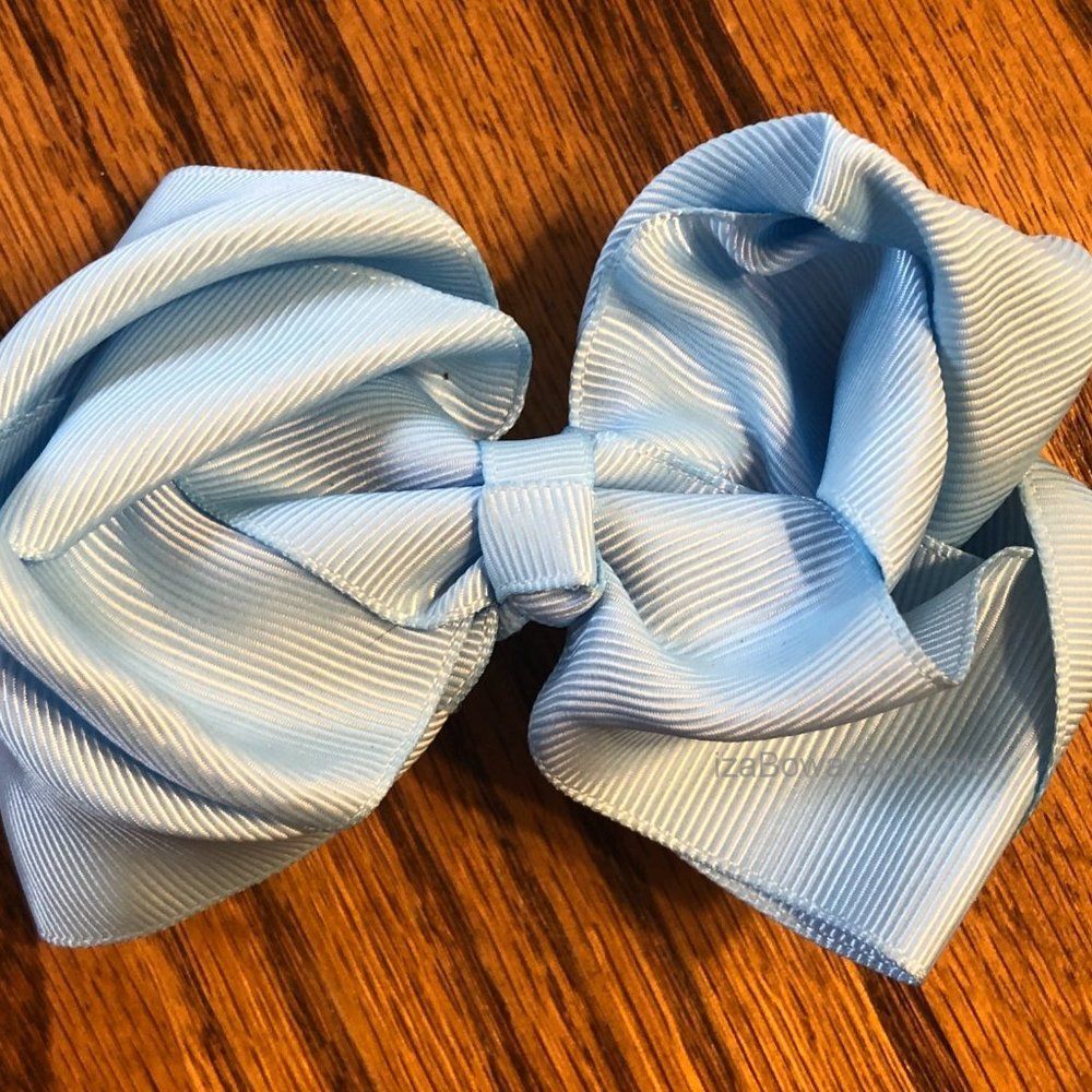 Baby Blue 4" Double Stacked Boutique Bow  (2)  -kids-  5B1803  Handmade NWT Bout